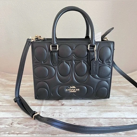Coach Maggie Small Tote Bag In Signature Leather CY670 Black NWT - Picture 15 of 15